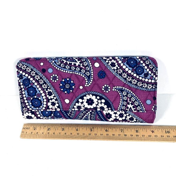 Vera Bradley Paisley Floral‎ Large Travel Wallet Colorful "Boysenberry" Pattern - Picture 6 of 7